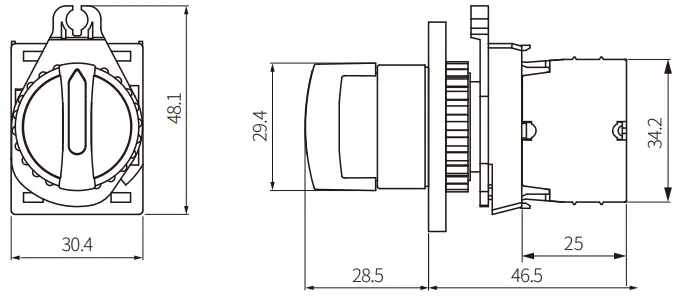 Autonics S2SR Series Selector Switches - Dimensions 2