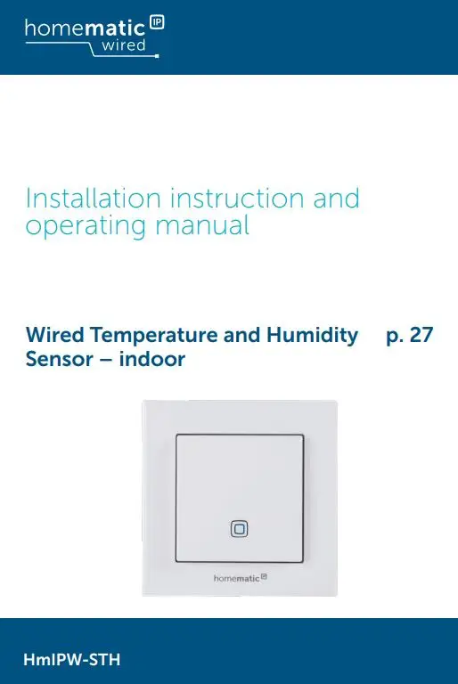 homematic HmIPW-STH Wired Temperature and Humidity Sensor Indoor User Manual