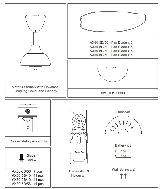 ALPHA Fan AX80-3B 56 Ceiling Fan