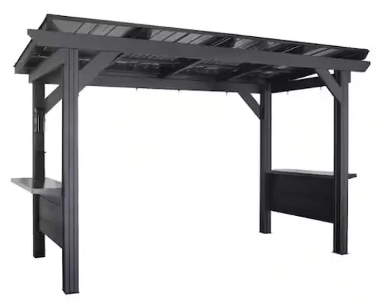 BacKYard DISCOVERY 2306028COM Metal Rectangle Grill Gazebo with Steel Roof