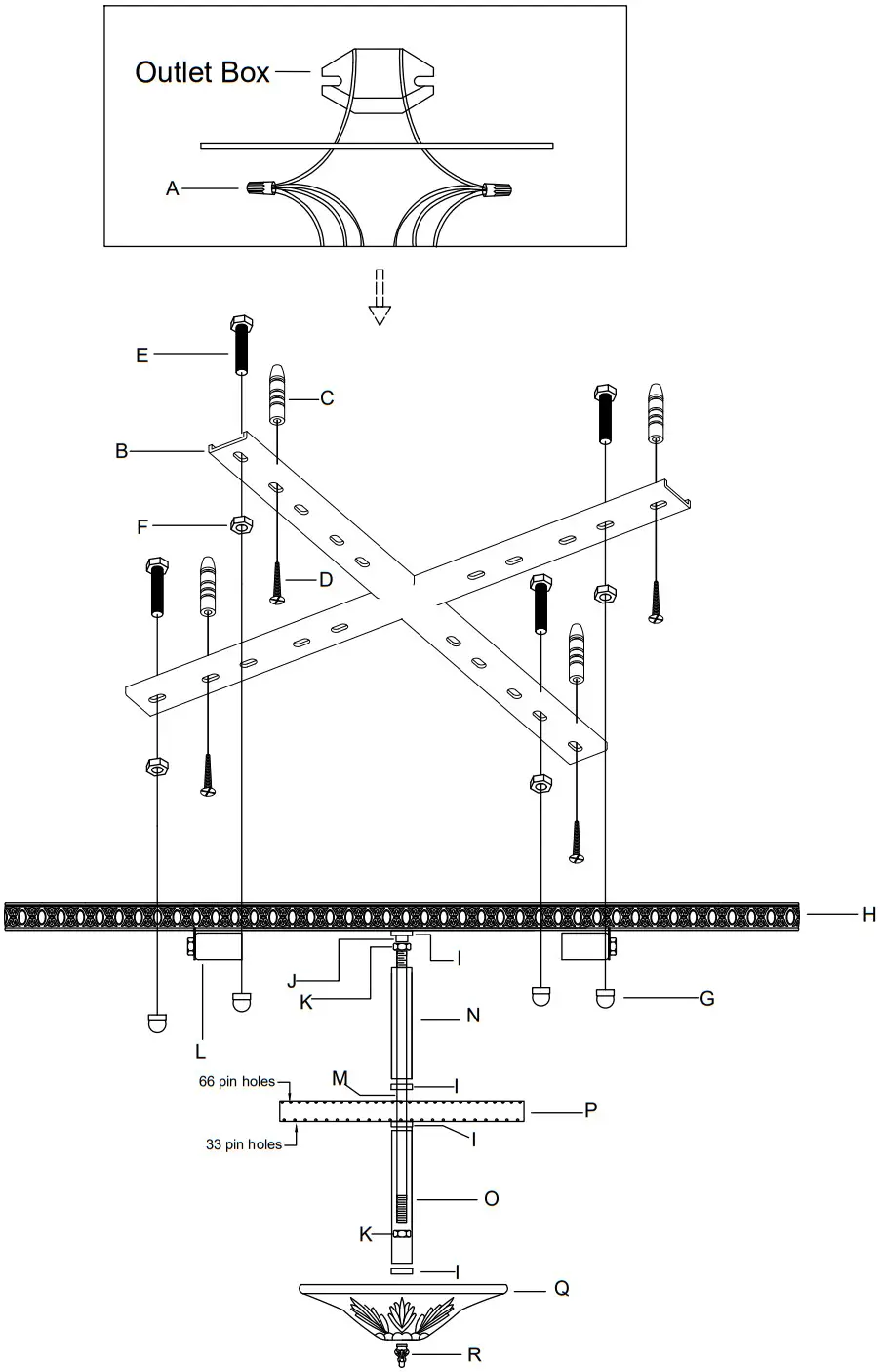 CRYSTORAMA 730 OB CL MWP Eight Light Ceiling Mount - Outlet Box