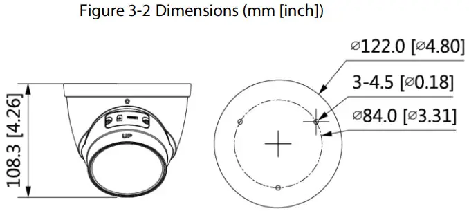 WORLD EYECAM A759 Eyeball Network Camera - Dimensions