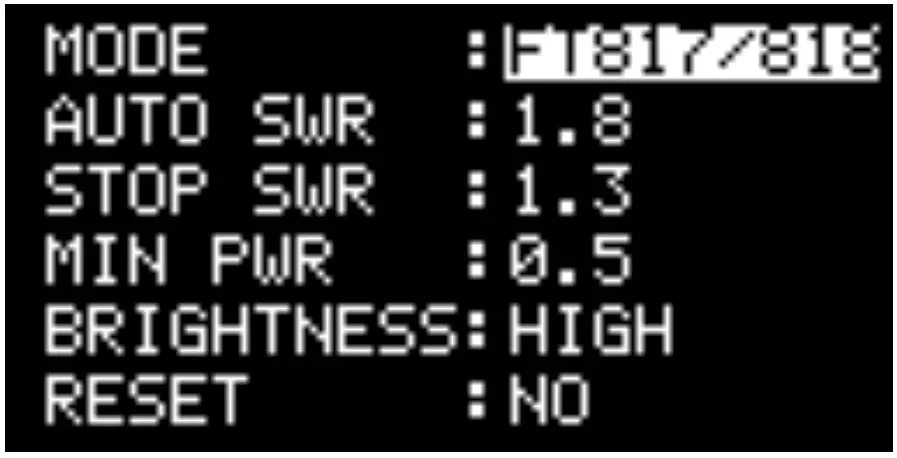 CHELEGANCE CS-818 Auto Tuner - Config page
