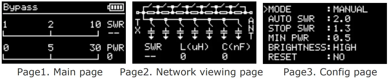 CHELEGANCE CS-818 Auto Tuner - screen pages