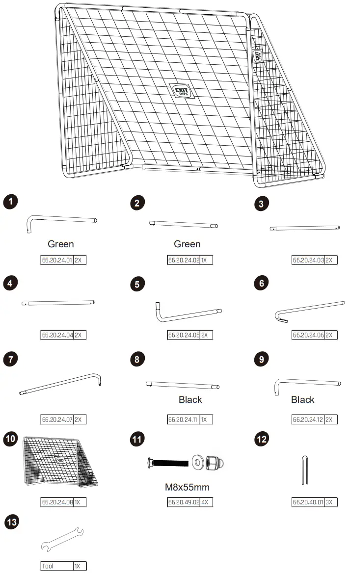 EXIT TOYS EXIT Tempo 2400 Soccer Goal - Parts Description