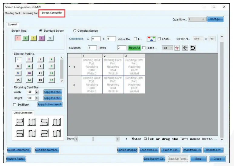 Led screen configuration with NOVALCT