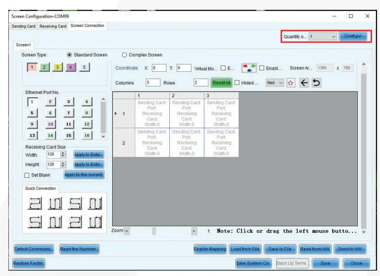 Led screen configuration with NOVALCT