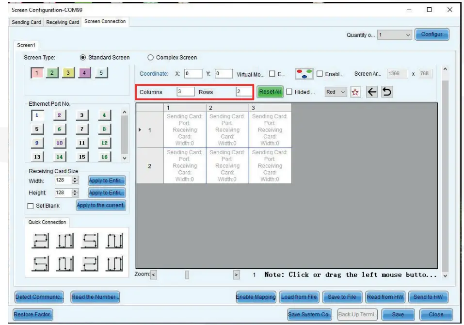 Led screen configuration with NOVALCT