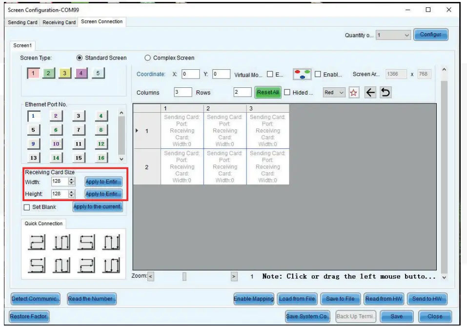 Led screen configuration with NOVALCT