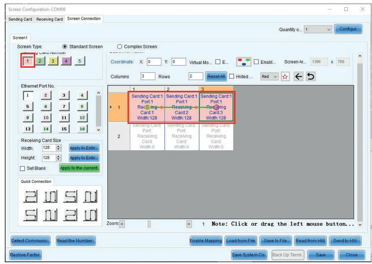 Led screen configuration with NOVALCT