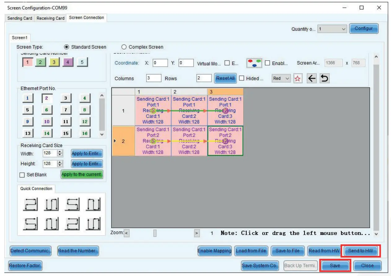 Led screen configuration with NOVALCT