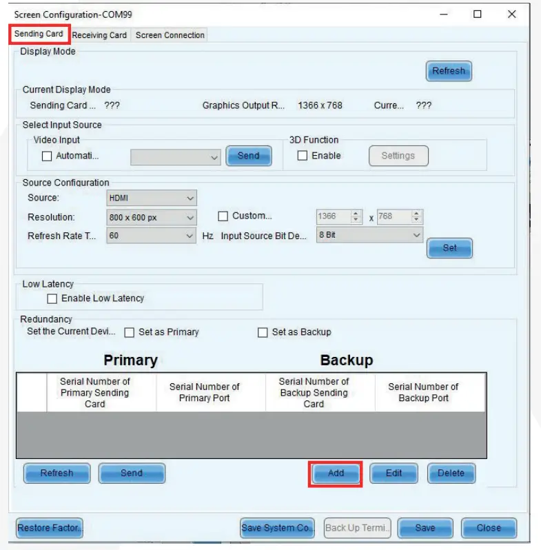 Led screen configuration with NOVALCT