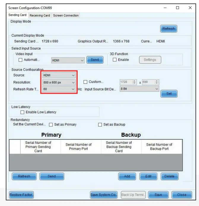 Led screen configuration with NOVALCT