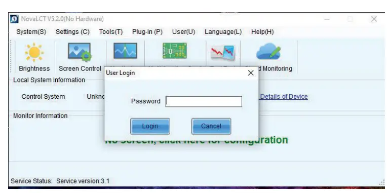 Led screen configuration with NOVALCT