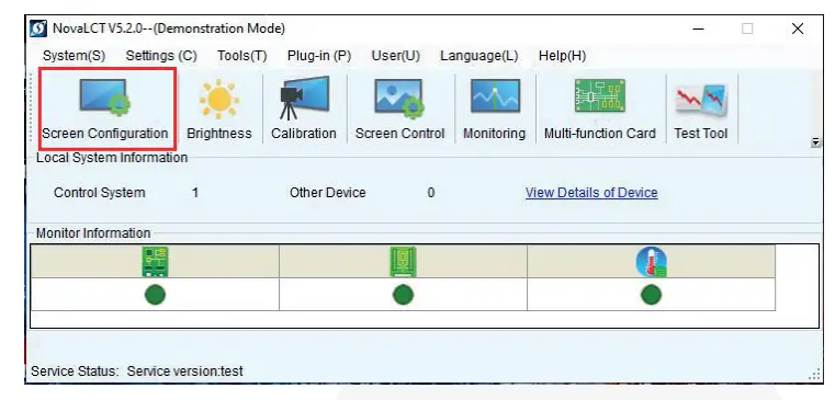 Led screen configuration with NOVALCT