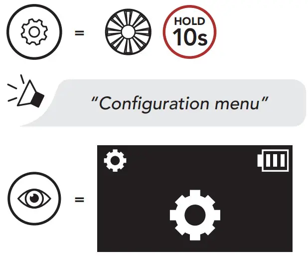 SENA 5S Motorcycle Bluetooth Communication System - Configuration Menu