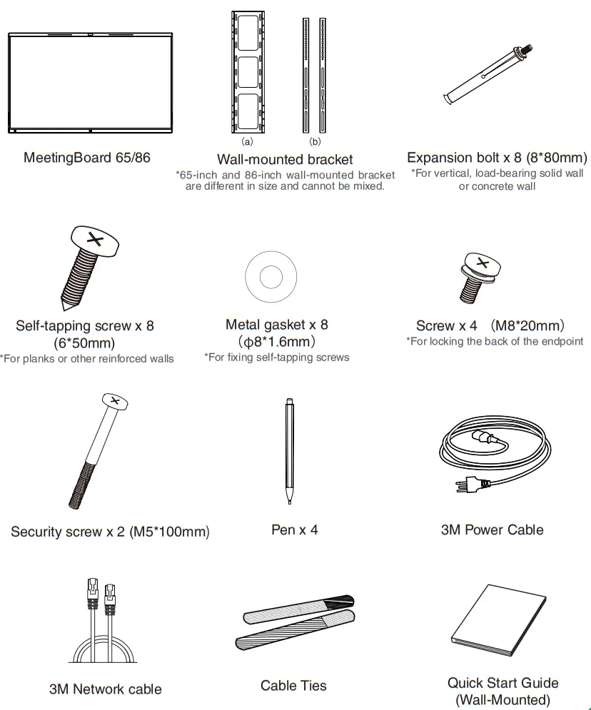 Yealink MeetingBoard 65 Collaboration Display For Microsoft Teams - Standard Accessories