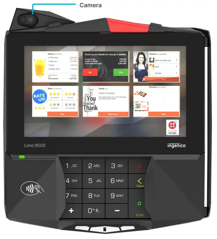 Ingenico Lane 8000 Payment Terminal -Camera