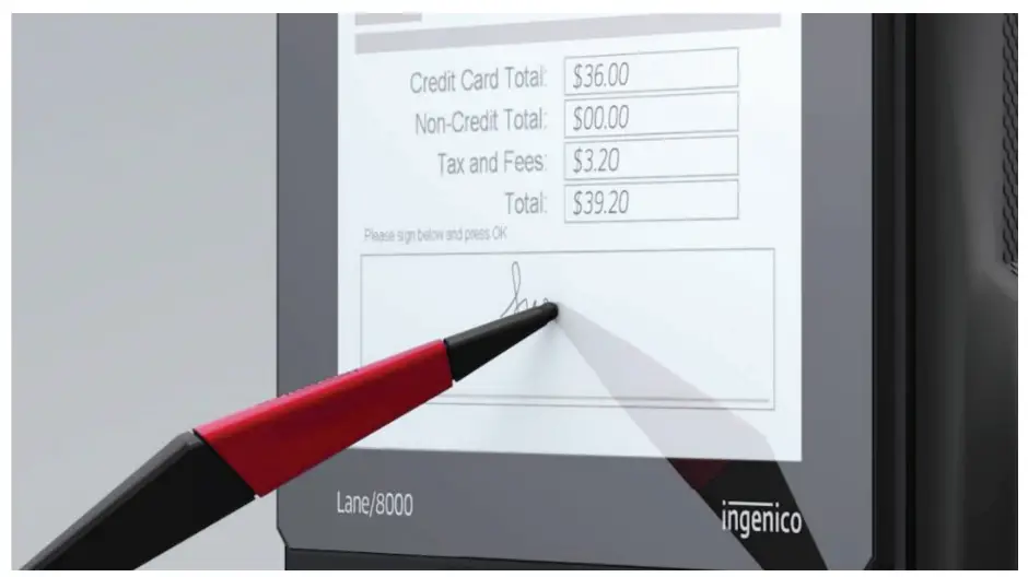 Ingenico Lane 8000 Payment Terminal -Signature capture