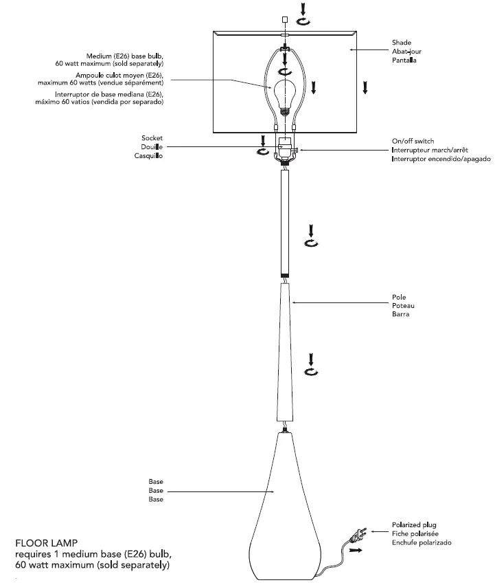 globe 91002295 65 Inch Faux Wood Floor Lamp 1