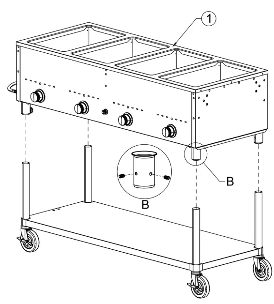BACKYARD PRO 554BPGST2WLP Open Well Mobile Outdoor Steam Tables - STEP 3