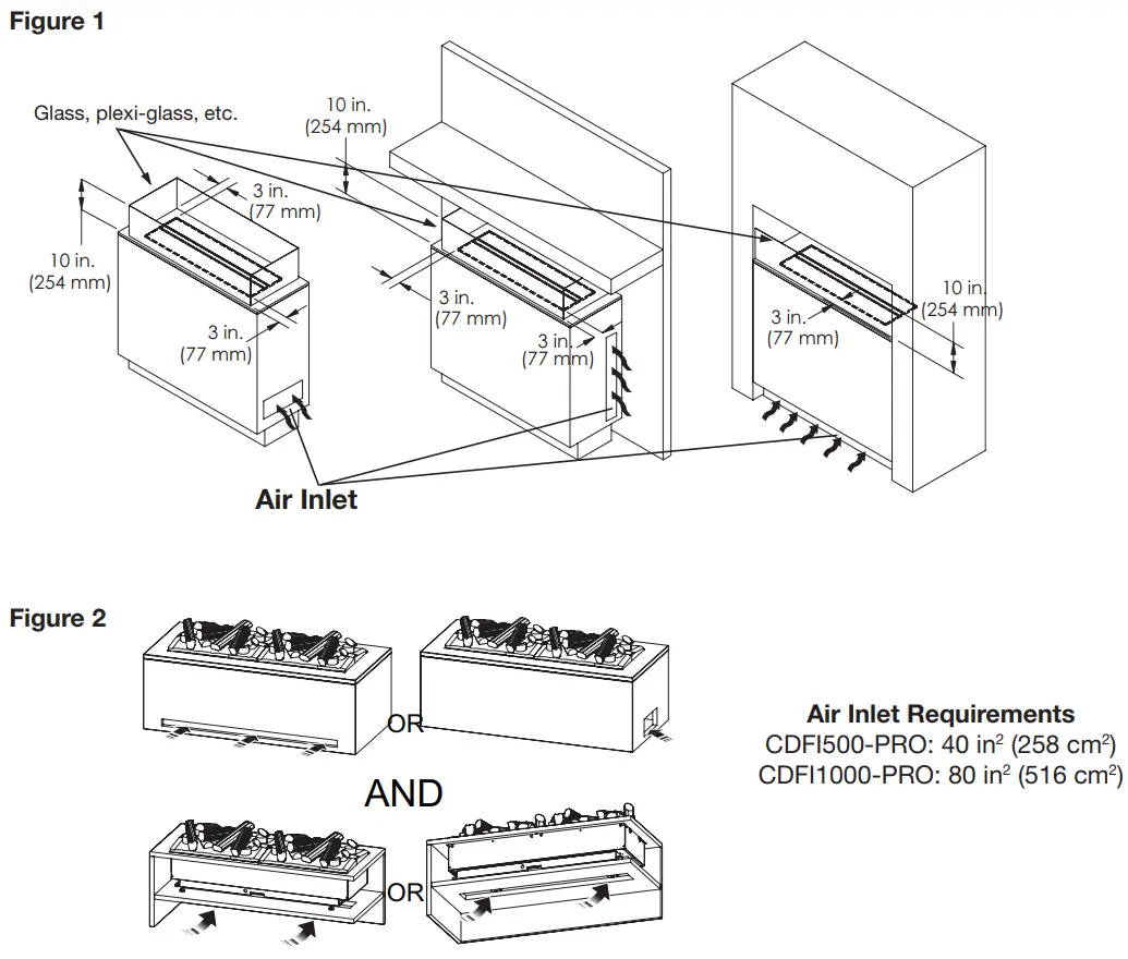 Dimplex CDFI1000 PRO Optimyst Built In Electric Cassette - Air Inlets