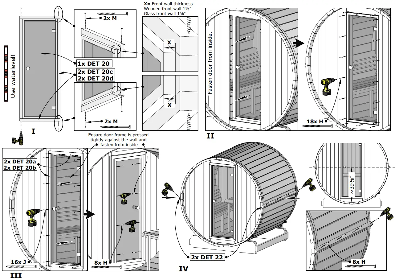 saunalife E7W Half Glass Window Ergo Series Barrel Sauna - Barrel Sauna 11