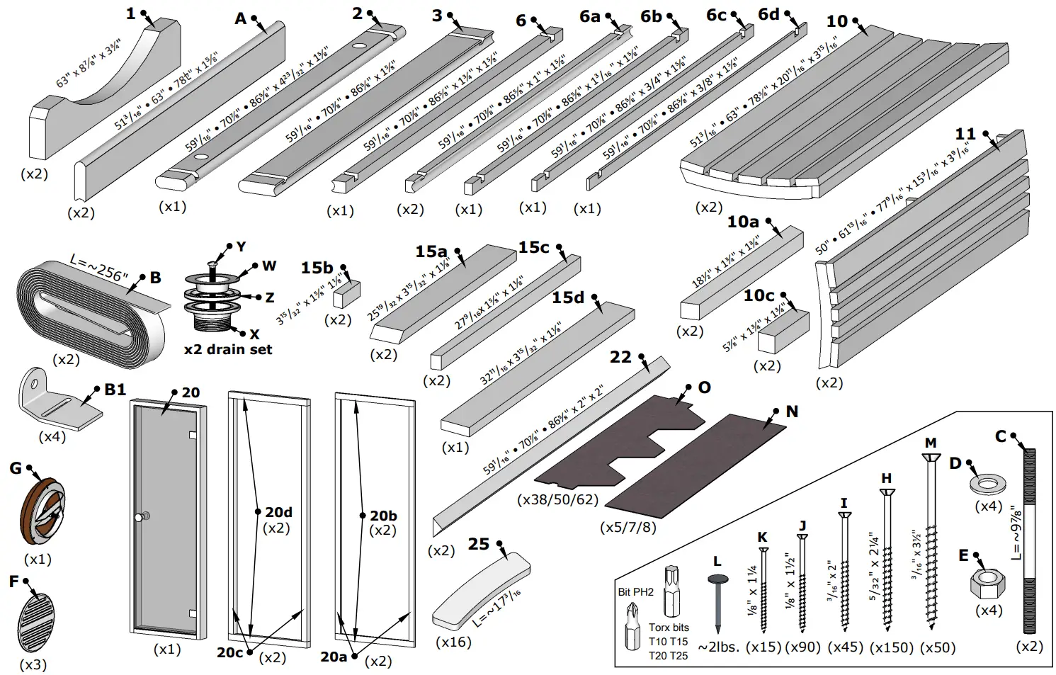 saunalife E7W Half Glass Window Ergo Series Barrel Sauna - list