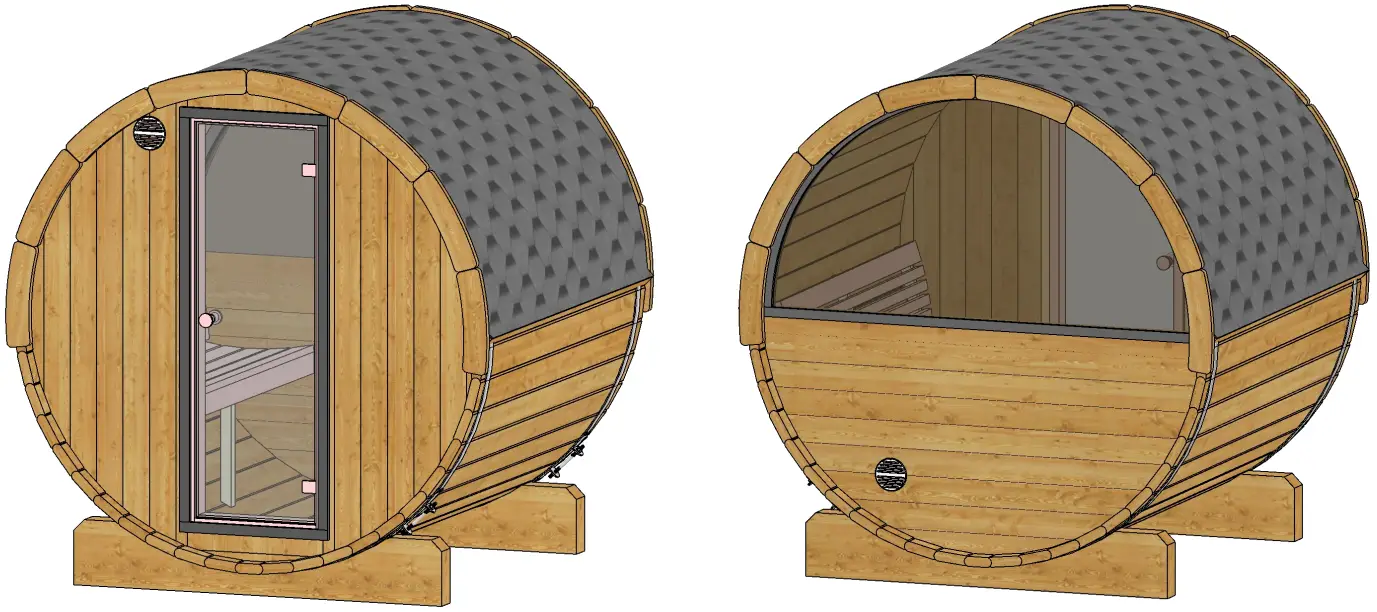 saunalife E7W Half Glass Window Ergo Series Barrel Sauna