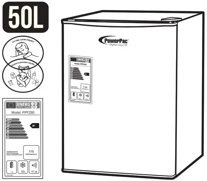 PowerPac PPFZ60 Mini Bar Freezer - Cover