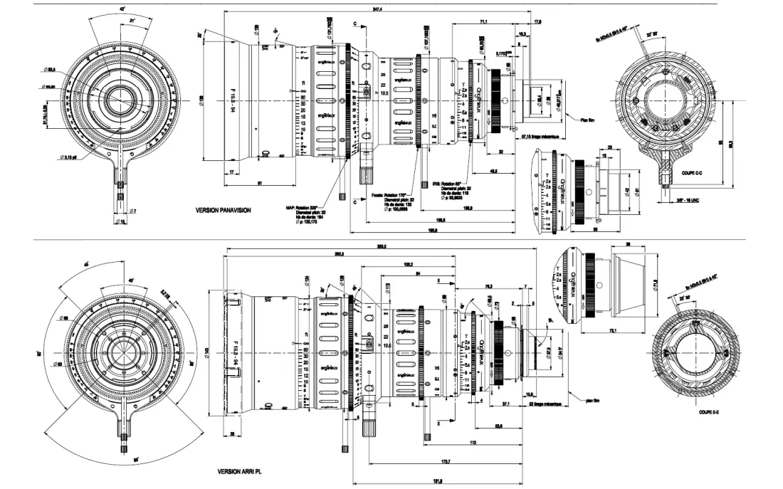 angenieux Optimo Spherical 19.5-94 Long Wide Zoom Lens - DRAWING