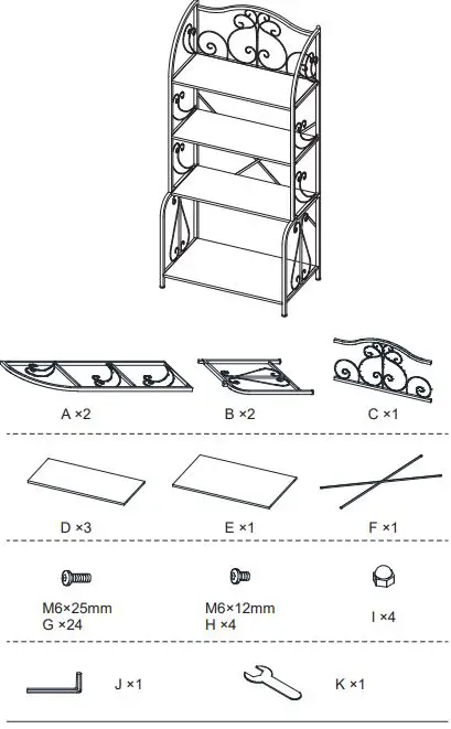 COSTWAY KC55267 4-Tier Storage Shelf-FIG2