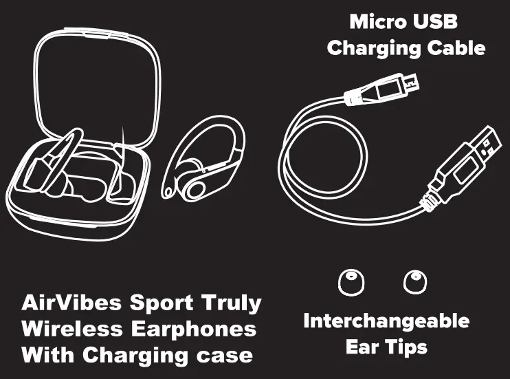 VIVITAR V40057W2-BLK Wireless Sports Earbuds -