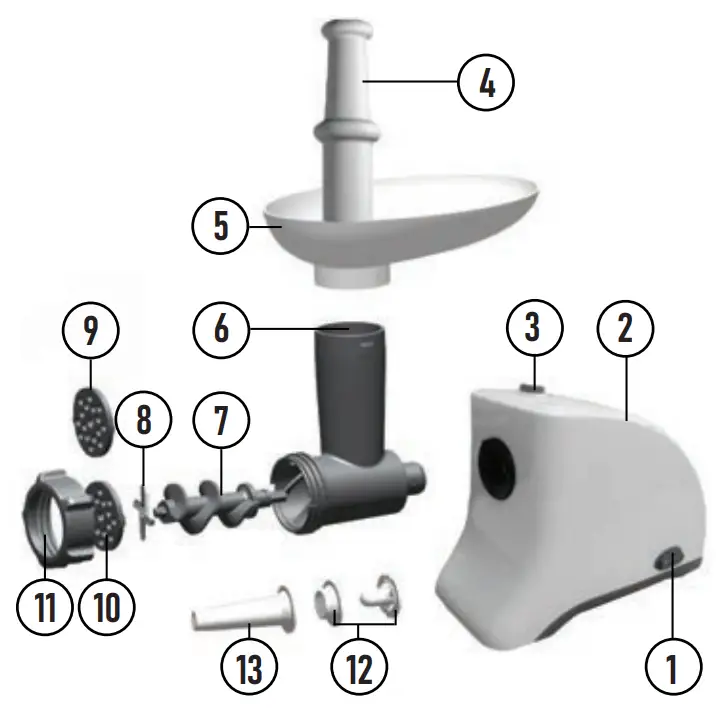 CENTEK CT-1609 Meat Grinder - parts