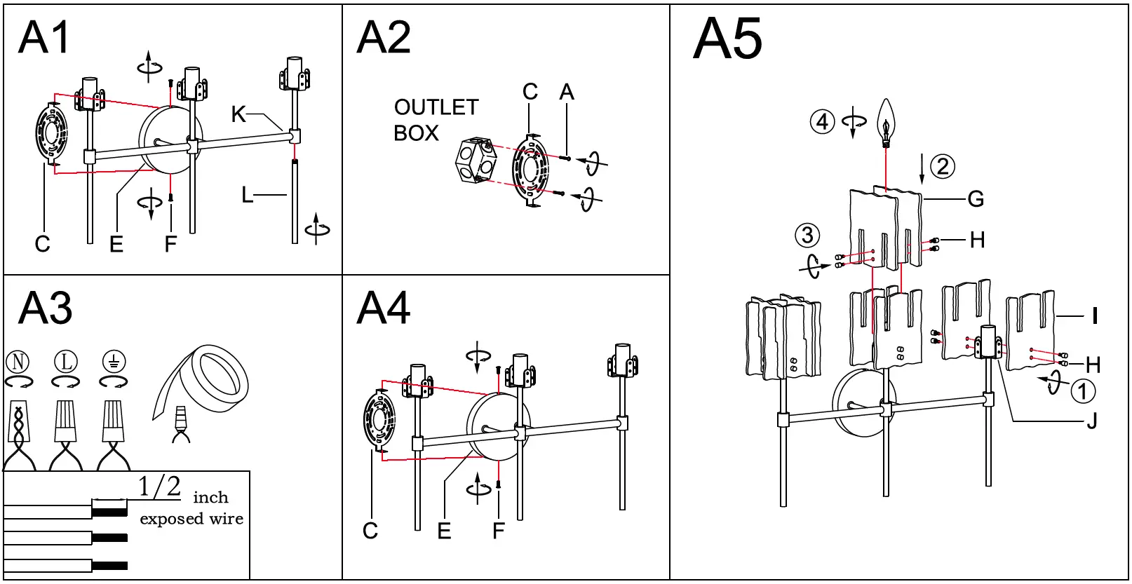 LNC A04987W3 Modern 21.6 Inch W 3 Light Black and Plated Brass Vanity Light-FIG-4