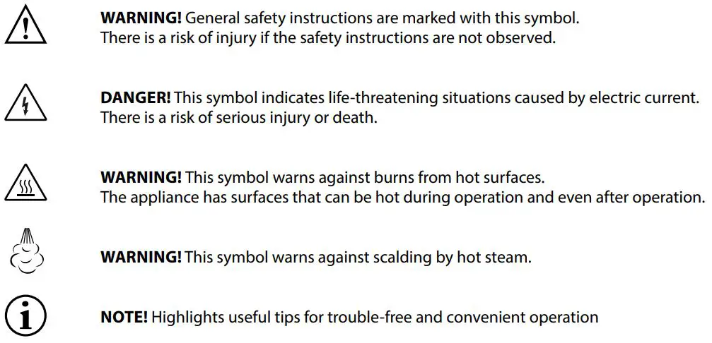 ViralOff Dampfbesen Clever Clean Steam Mop Instructions - MEANING OF THE SYMBOLS