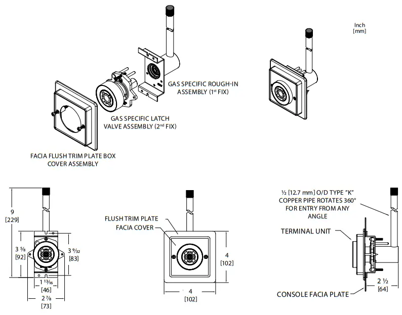 Amico Medical Gas Outlet British Standard Compatible - Console Mounted Terminal Unit