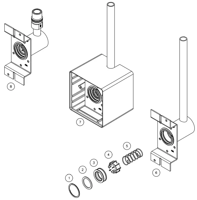 Amico Medical Gas Outlet British Standard Compatible - Rough-in Assembly