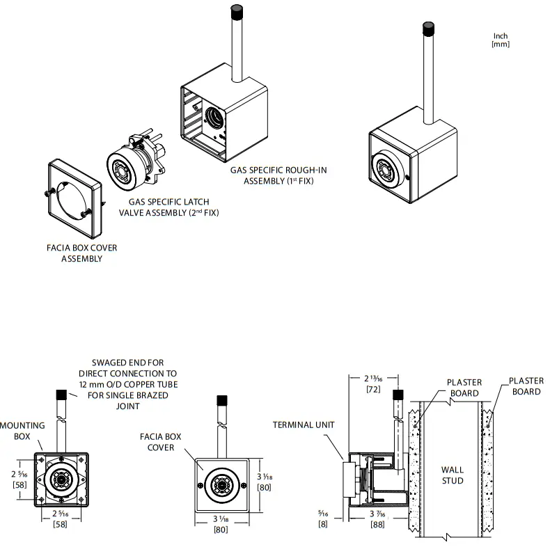 Amico Medical Gas Outlet British Standard Compatible - Surface Mounted Terminal Unit