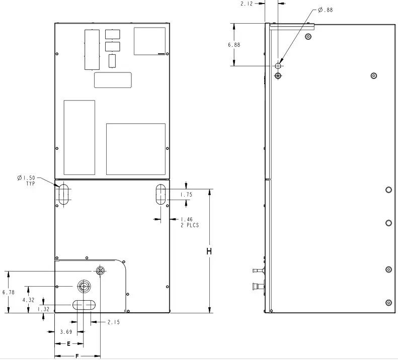 RunTru A4AH4E36A1C30A Submittal 3 0 Ton Convertible Air Handler - Outline Drawing 4