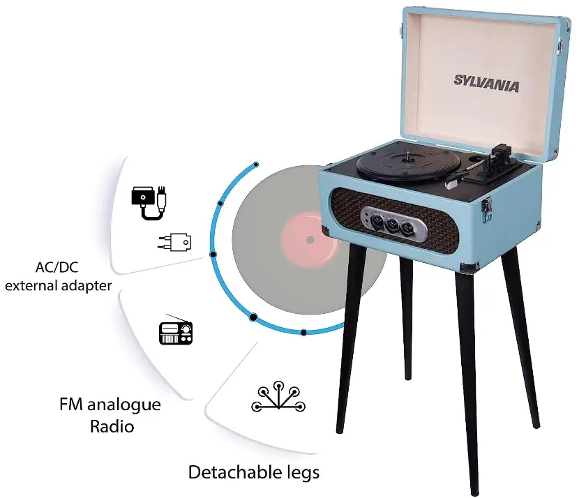 SYLVANIA SRC894 Bluetooth Retro Turntable with Stand-fig-1