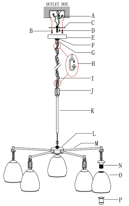 lowes A04970C5 5-Light Polished LED Dry Chandelier - PARTS