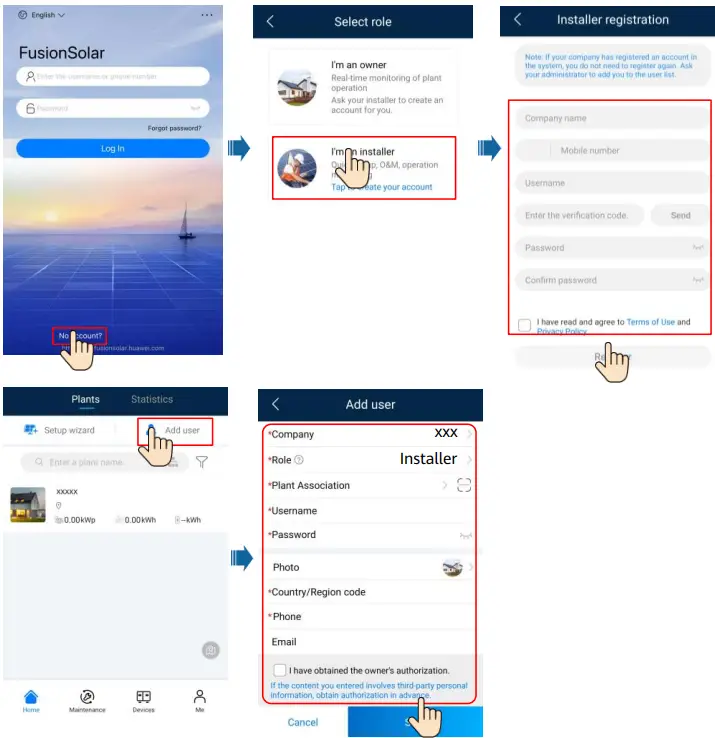 Registering Installer Account