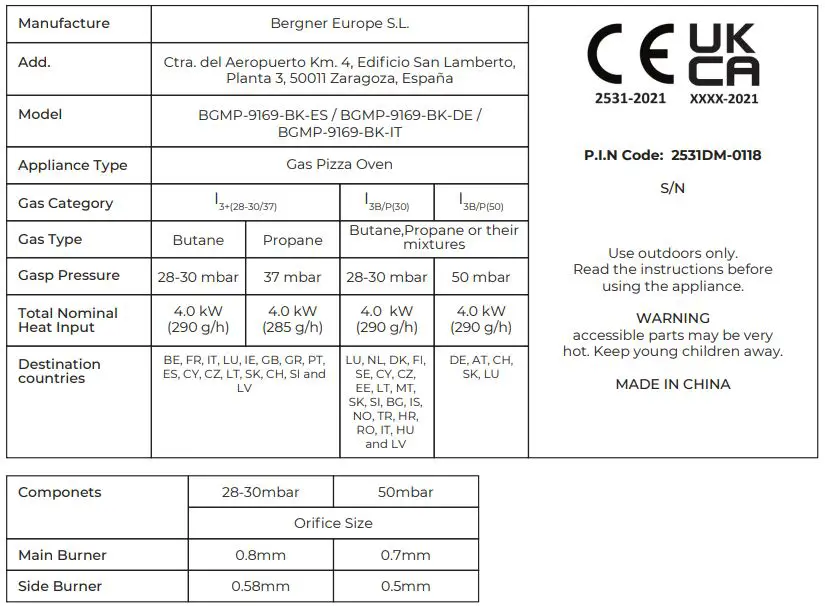 MasterPRO BGMP-9169-BK-ES Pizza Oven Instruction Manual - CARE AND MAINENANCE