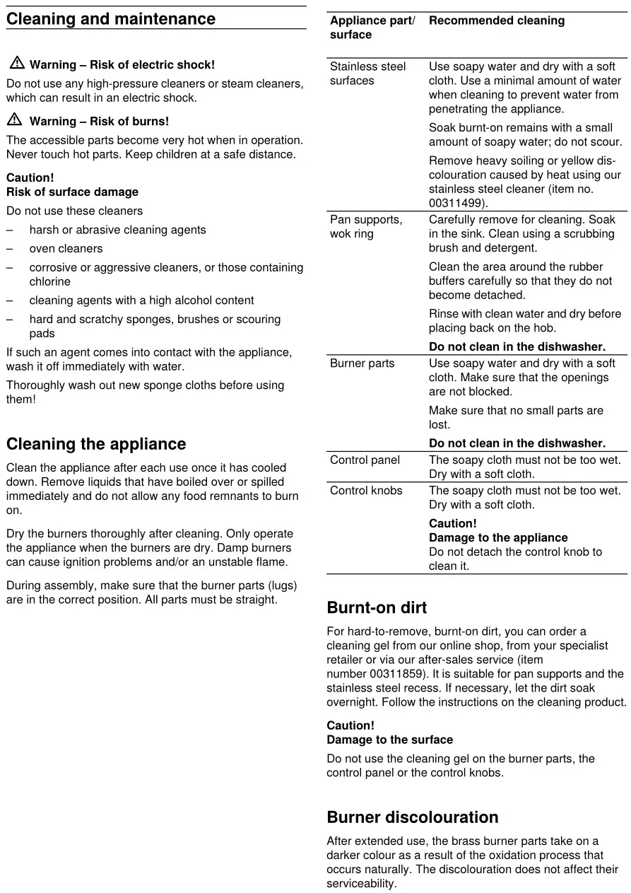 GAGGENAU VG 231 220 CN Gas Hob Instruction Manual 11