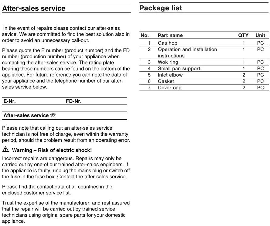 GAGGENAU VG 231 220 CN Gas Hob Instruction Manual 13