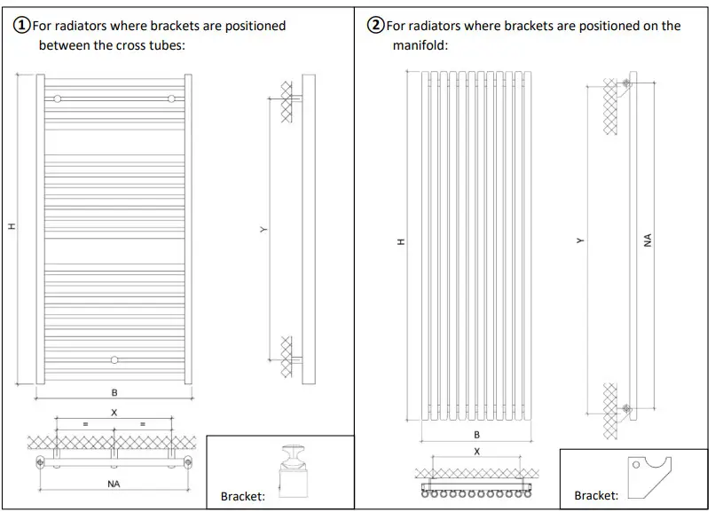 XIMAX 939BTU Fortuna Designer Radiator - Typical connection