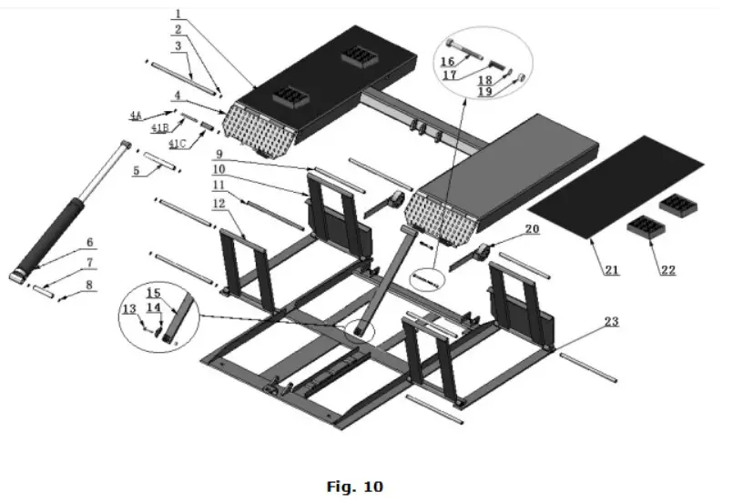 AMGO LR06 Portable Low Rise D Lift - Exploded View 1