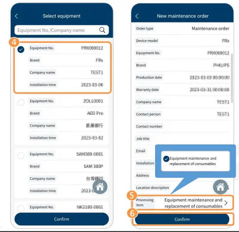 WHALETEQ DFS200 APP AED Testing APP - Create a Maintenance Order 1