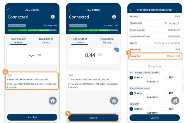 WHALETEQ DFS200 APP AED Testing APP - Process a Maintenance Order 1